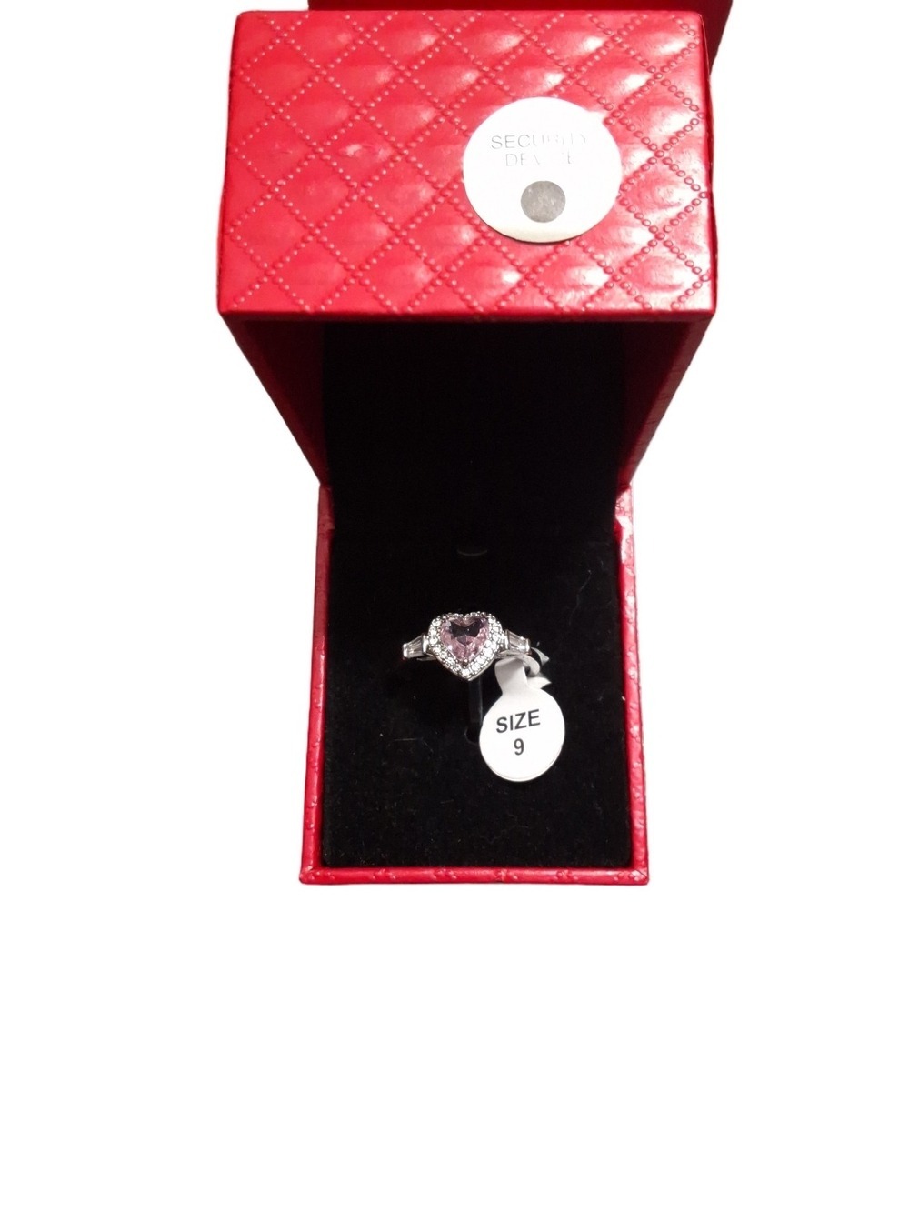 Pink Heart Rhinestone Statement Ring Size 9 NWT Costume Jewelry - Picture 5 of 6